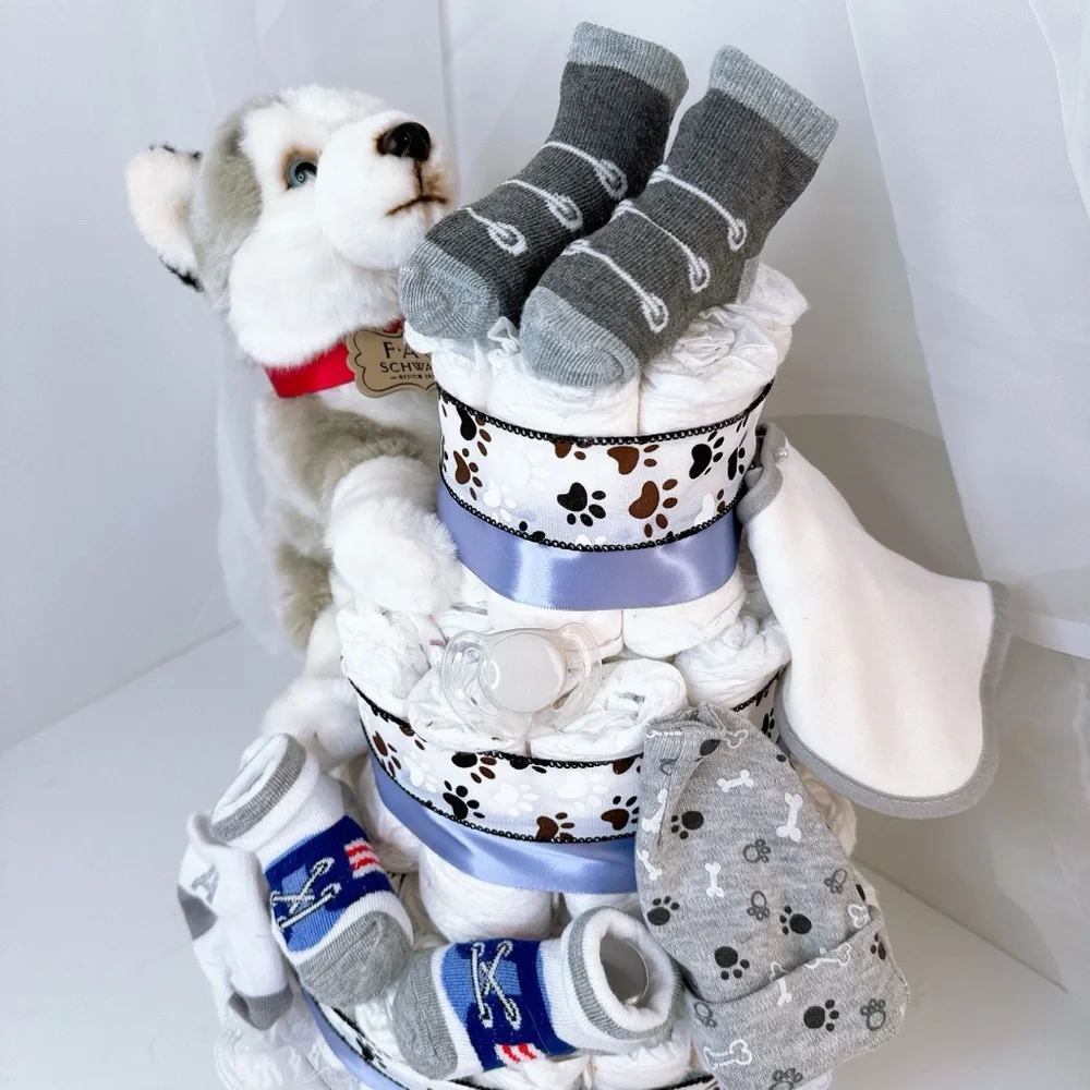Puppy Diaper cake, Baby Shower gift
